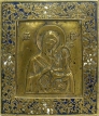 Тихвинская икона Божией матери Бронза, литье, эмаль Россия, XIX век 1879 г инфо 10458v.